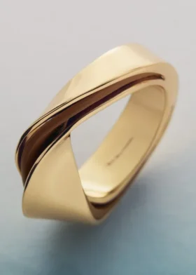 Anel Ormé Edition banhado a ouro com couro camel