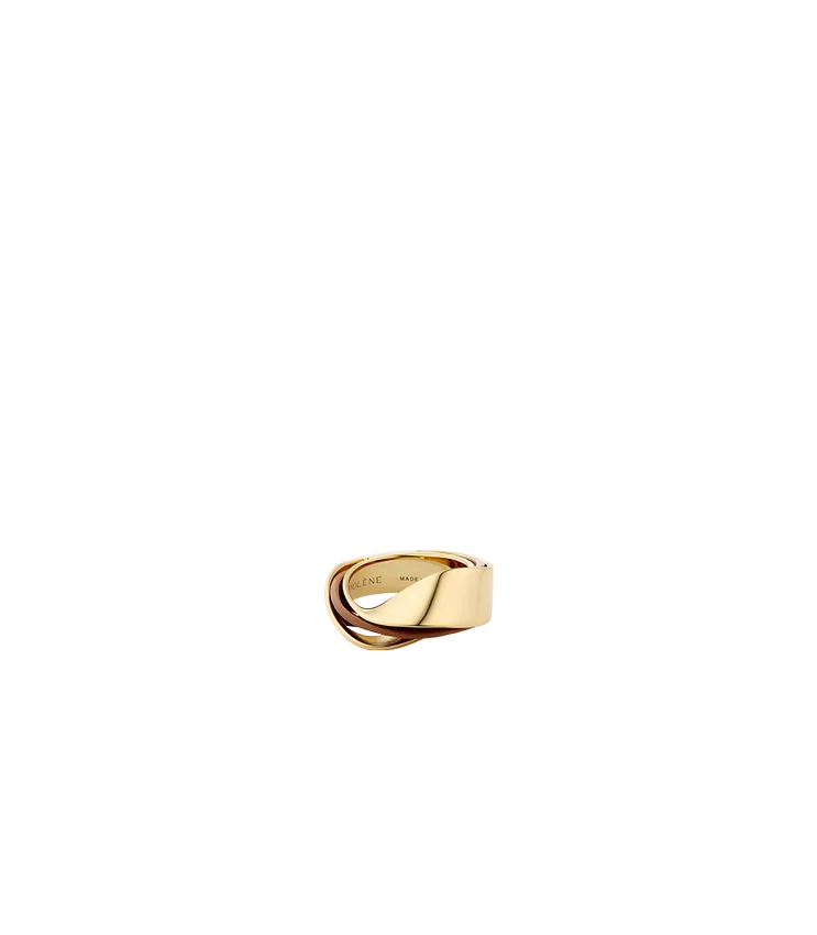 Anel Ormé Edition banhado a ouro com couro camel