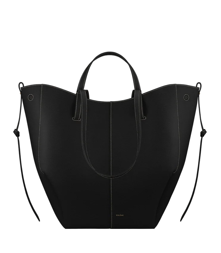 Cyme Tote Edition Preto Texturado com Costura em Ecru