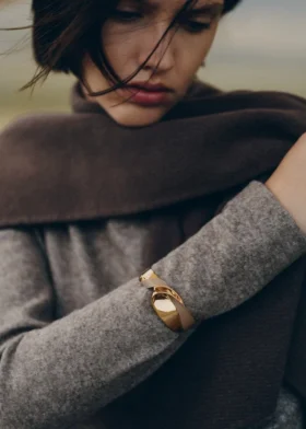 Pulseira Éole Cuff Edição em Couro Taupe