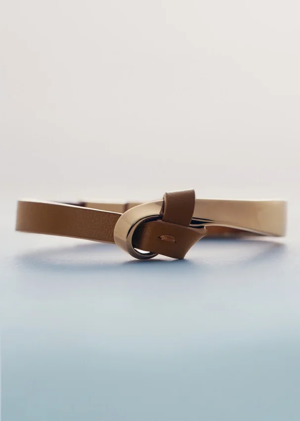 Pulseira Ormé Edition banhada a ouro com couro camel