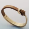 Pulseira Ormé Edition banhada a ouro com couro camel